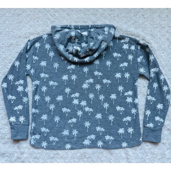 CHASER Womens Gray Palm Trees Cropped Yoga Hoodie Sweatshirt Medium - Picture 10 of 13